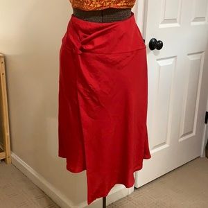 Express Red Faux Wrap Skirt